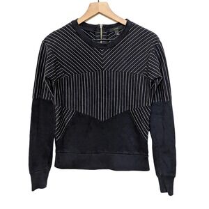 J Crew Womens Striped Sweatshirt Size XXS Navy Blue Long Sleeve Back Zip